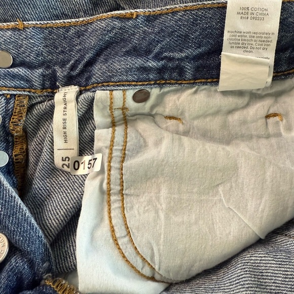 PacSun Women’s Blue High Rise Straight Distressed Button Fly Jeans Size 25 - Picture 11 of 11